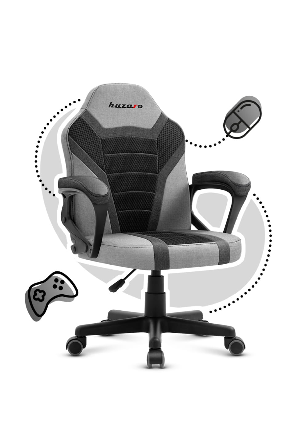 Fotel Gamingowy dla dziecka HUZARO RANGER 1.0 Grey Mesh OUTLET