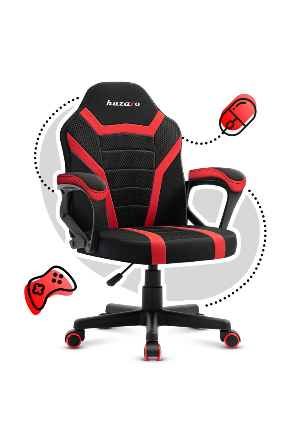 Fotel Gamingowy dla dziecka HUZARO RANGER 1.0 Red Mesh OUTLET
