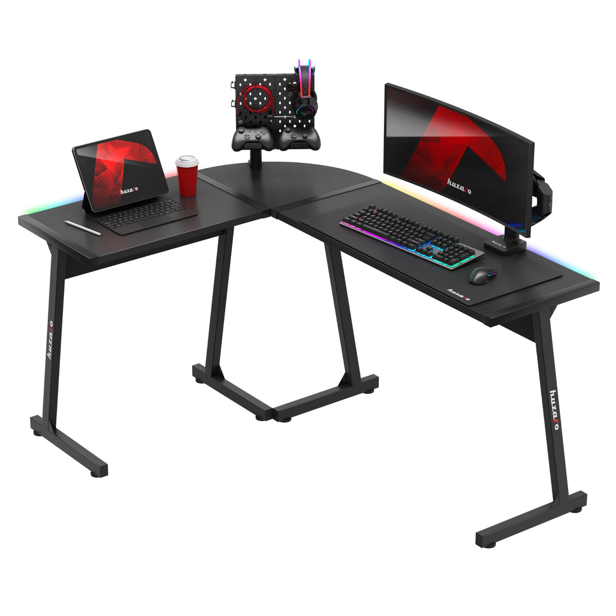 Biurko Gamingowe HUZARO HERO 6.0 Black RGB Smart 147 cm OUTLET