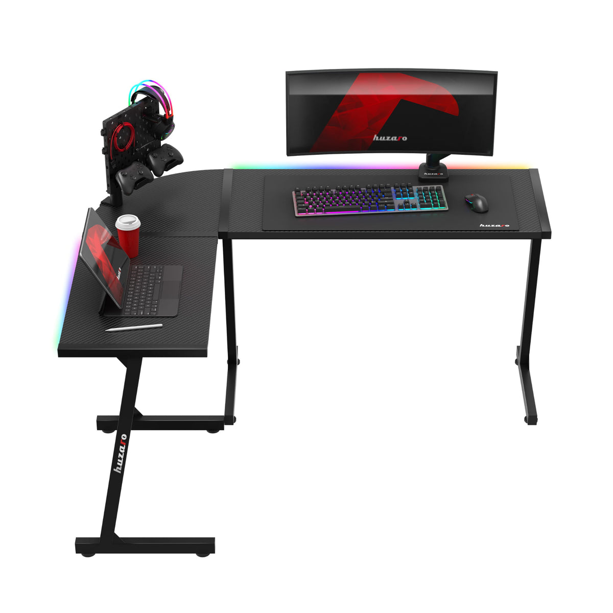 Biurko Gamingowe HUZARO HERO 6.0 Black RGB Smart 147 cm OUTLET