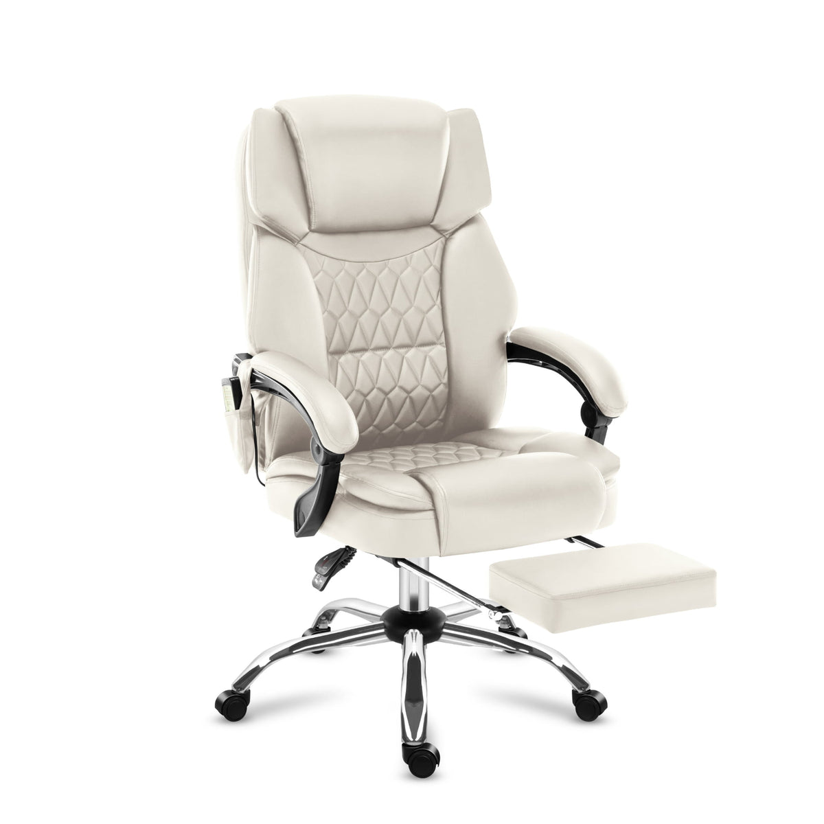 Fotel biurowy z masażem podnóżkiem Mark Adler Boss 6.0 Beige