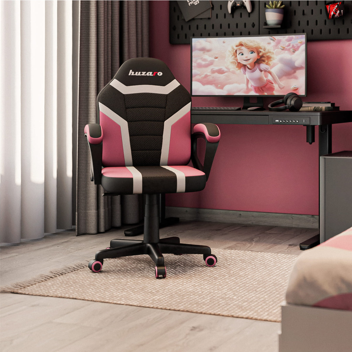 Fotel Gamingowy dla dziecka HUZARO RANGER 1.0 Pink Mesh