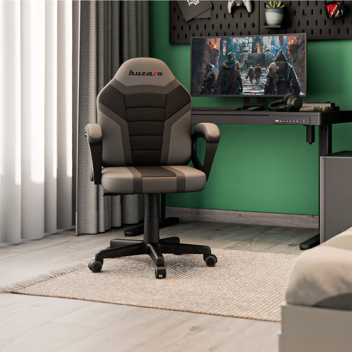 Fotel Gamingowy dla dziecka HUZARO RANGER 1.0 Grey Mesh
