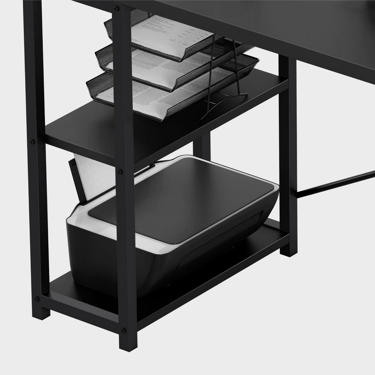 Biurko narożne z półkami Mark Adler Leader 5.9 Black 145 cm OUTLET