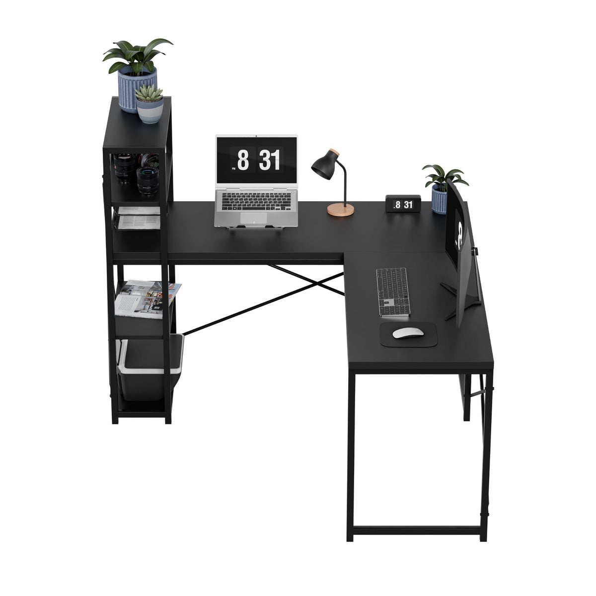 Biurko narożne z półkami Mark Adler Leader 5.9 Black 145 cm OUTLET