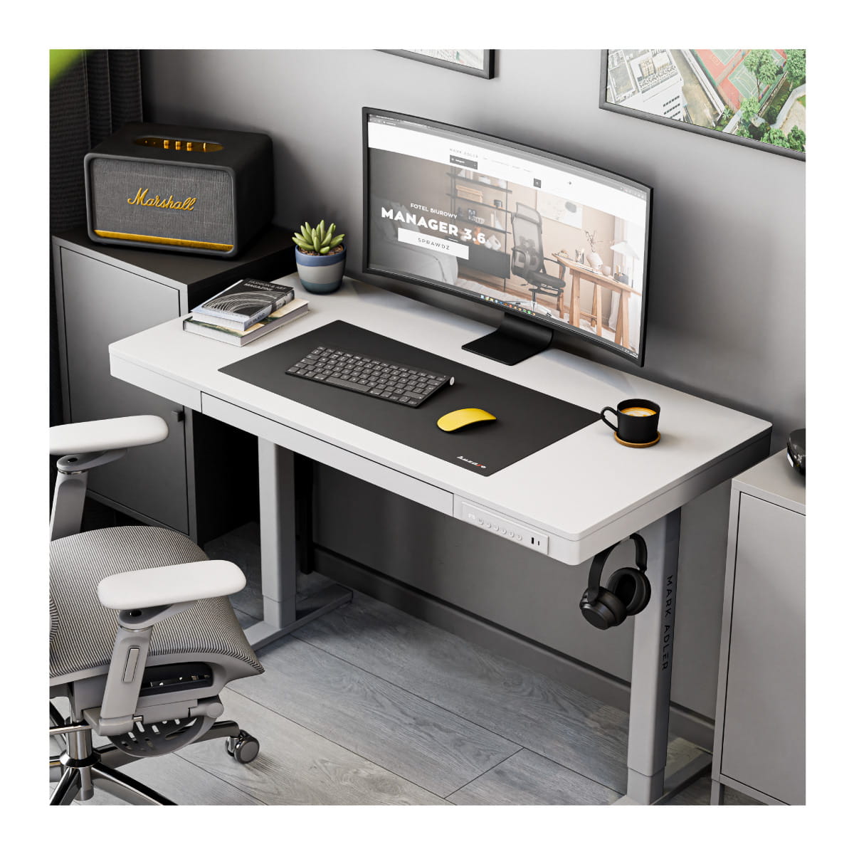 Biurko elektryczne Mark Adler Leader 8.2 White 120 cm OUTLET