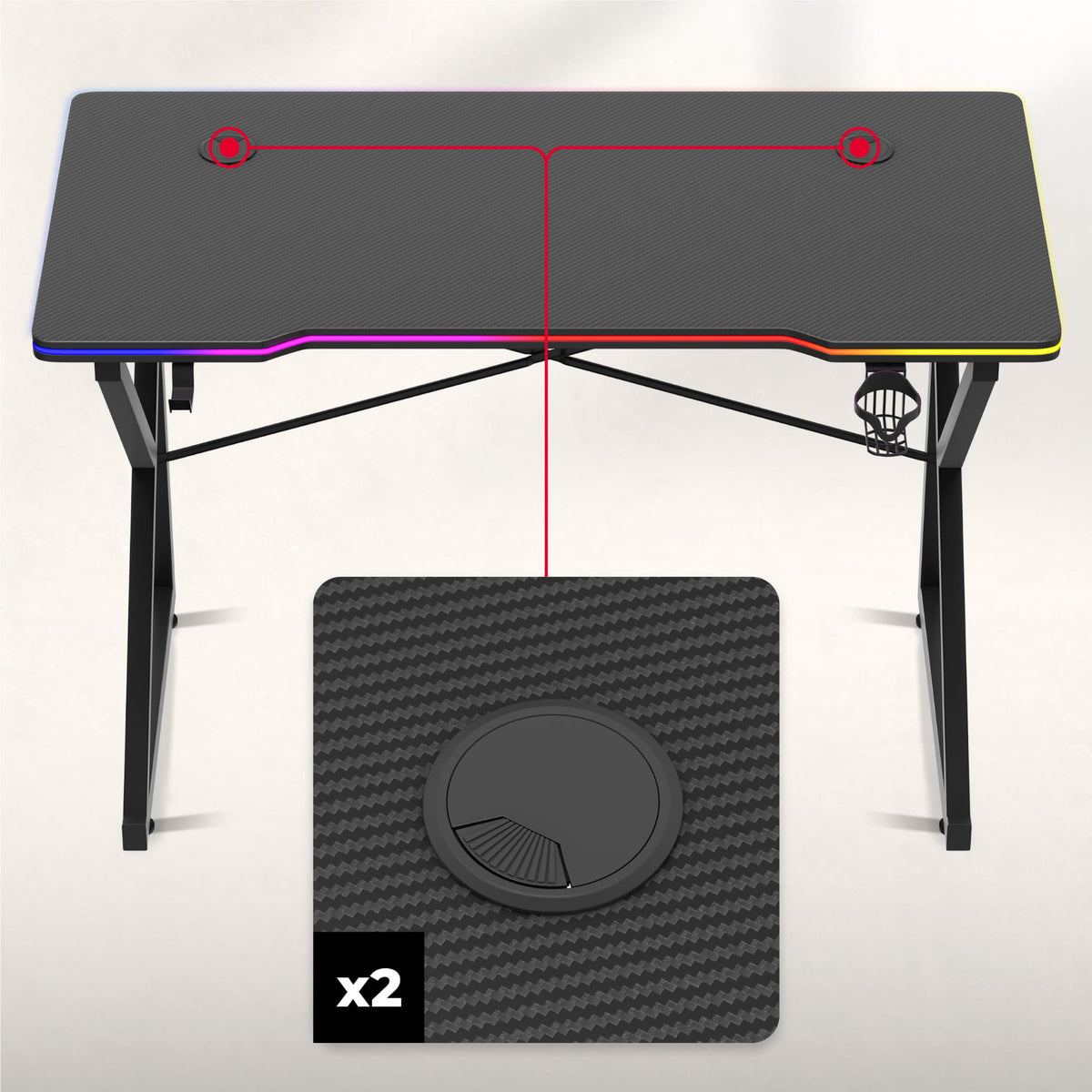 Biurko Gamingowe Huzaro Hero 1.7 RGB Black 120 cm