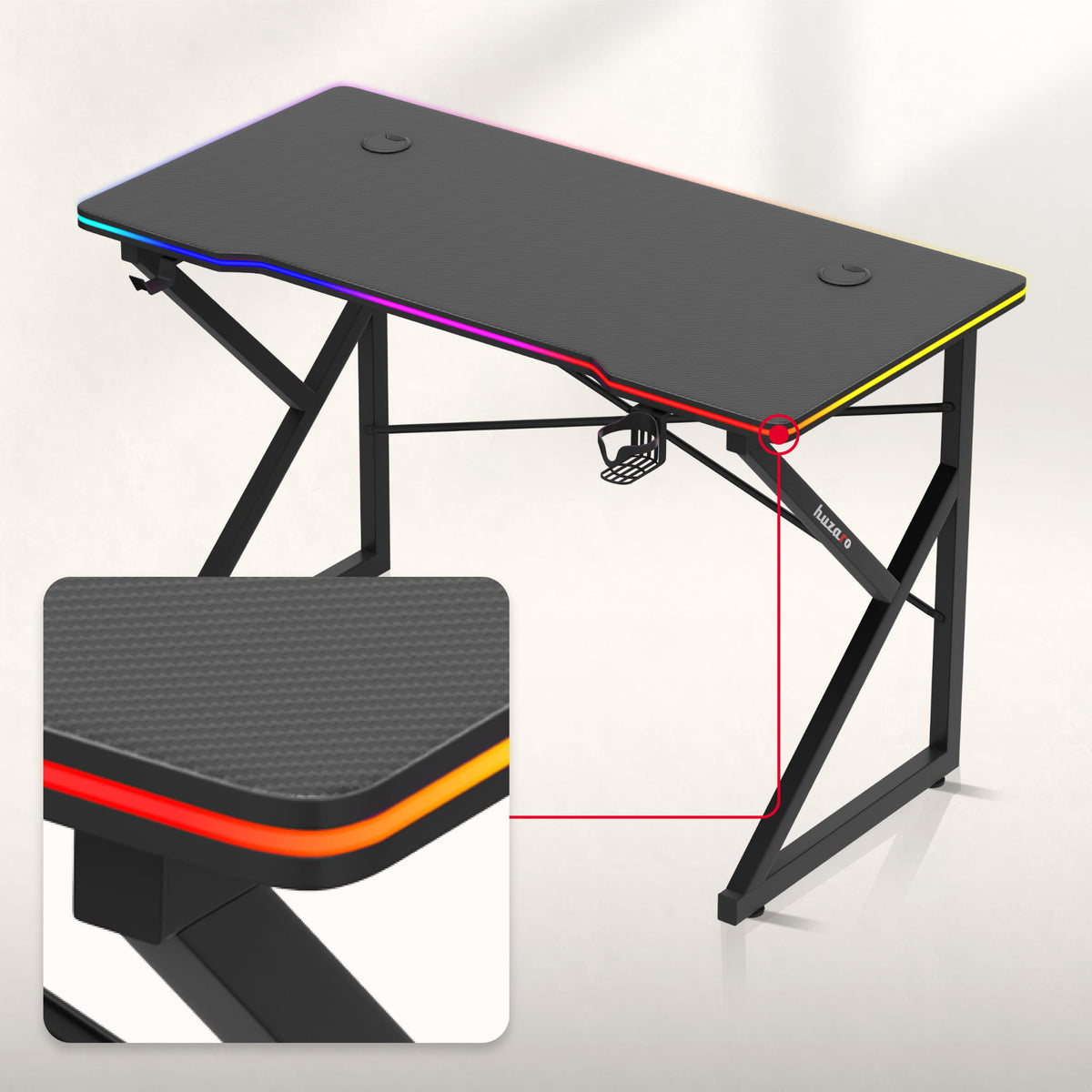 Biurko Gamingowe Huzaro Hero 1.7 RGB Black 120 cm