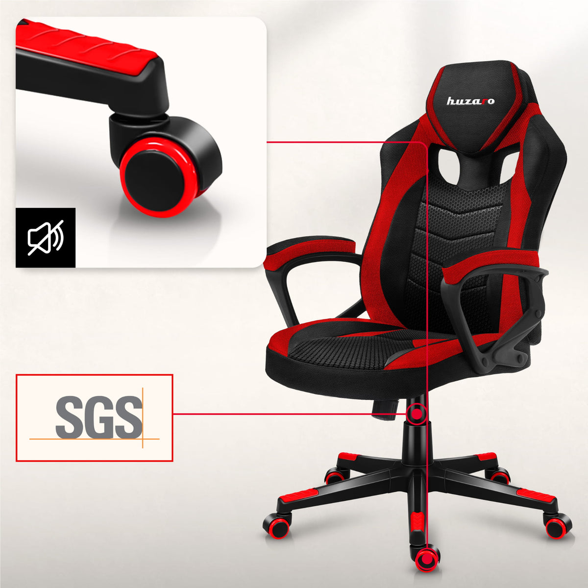 Fotel Gamingowy HUZARO FORCE 2.5 Red Mesh
