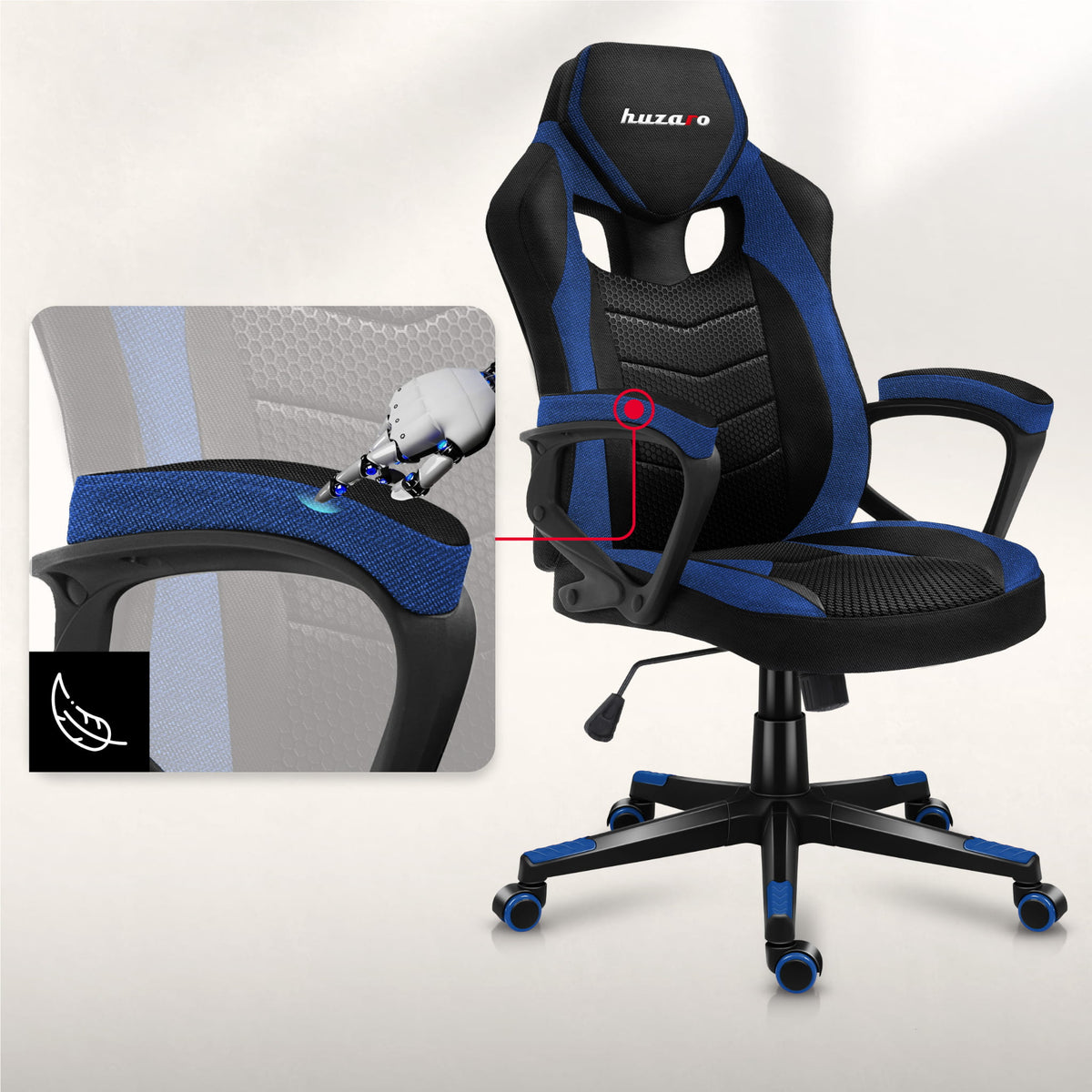 Fotel Gamingowy HUZARO FORCE 2.5 Blue Mesh