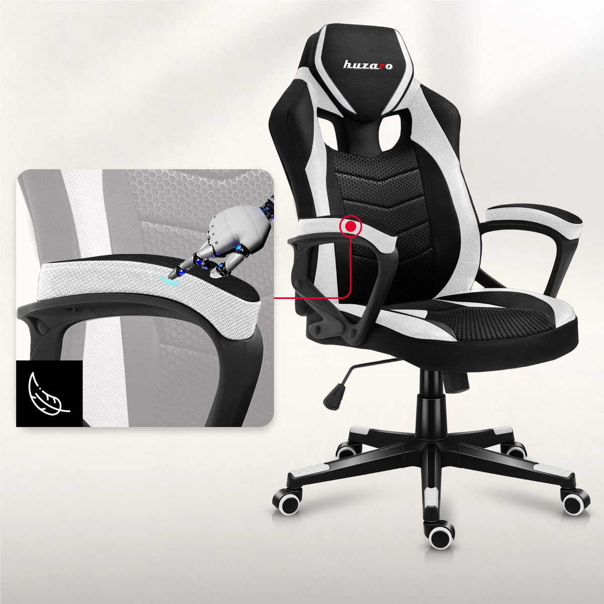 Fotel Gamingowy Huzaro Force 2.5 White Mesh
