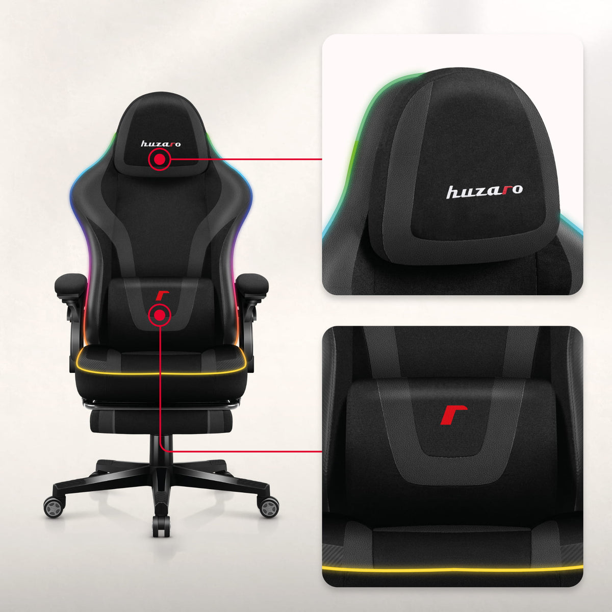 Fotel gamingowy Huzaro Force 4.6 Black RGB Smart