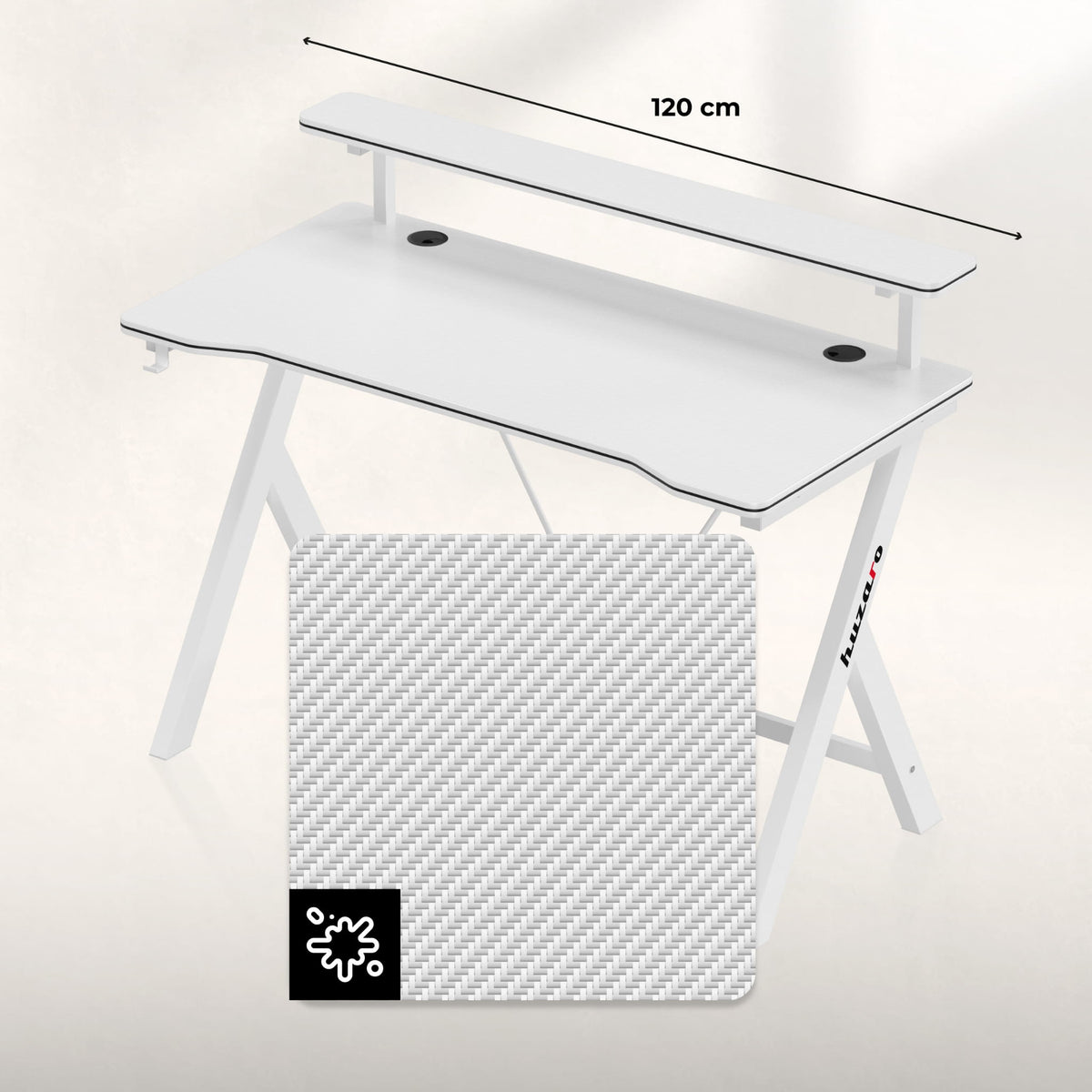 Biurko gamingowe 120 cm Huzaro Hero 1.9 White