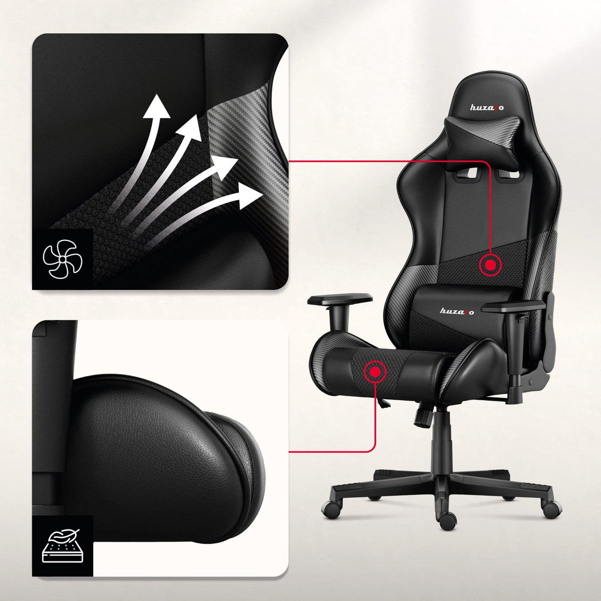 Fotel Gamingowy HUZARO FORCE 6.2 Carbon