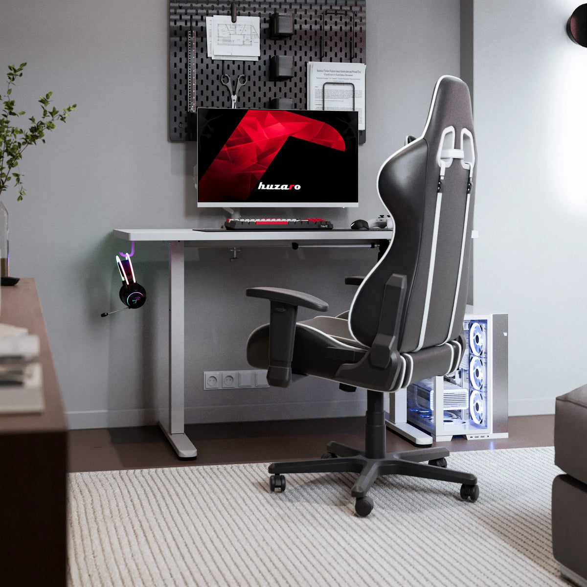 Biurko elektryczne gamingowe Huzaro Hero 8.1 White 120 cm
