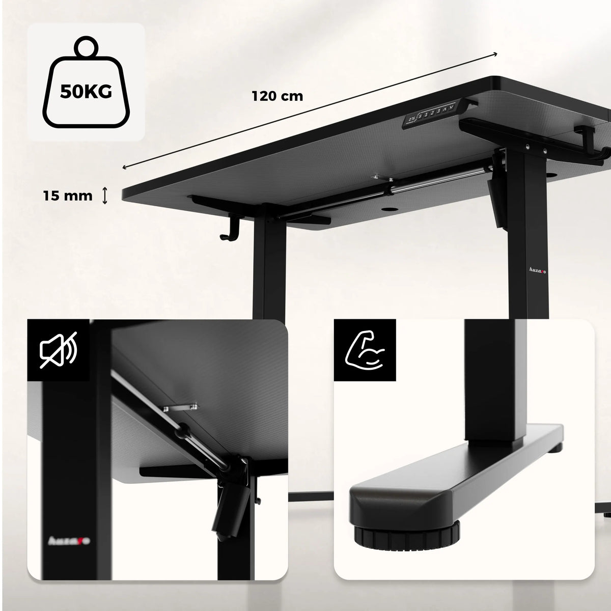 Biurko elektryczne gamingowe Huzaro Hero 8.1 Black 120 cm