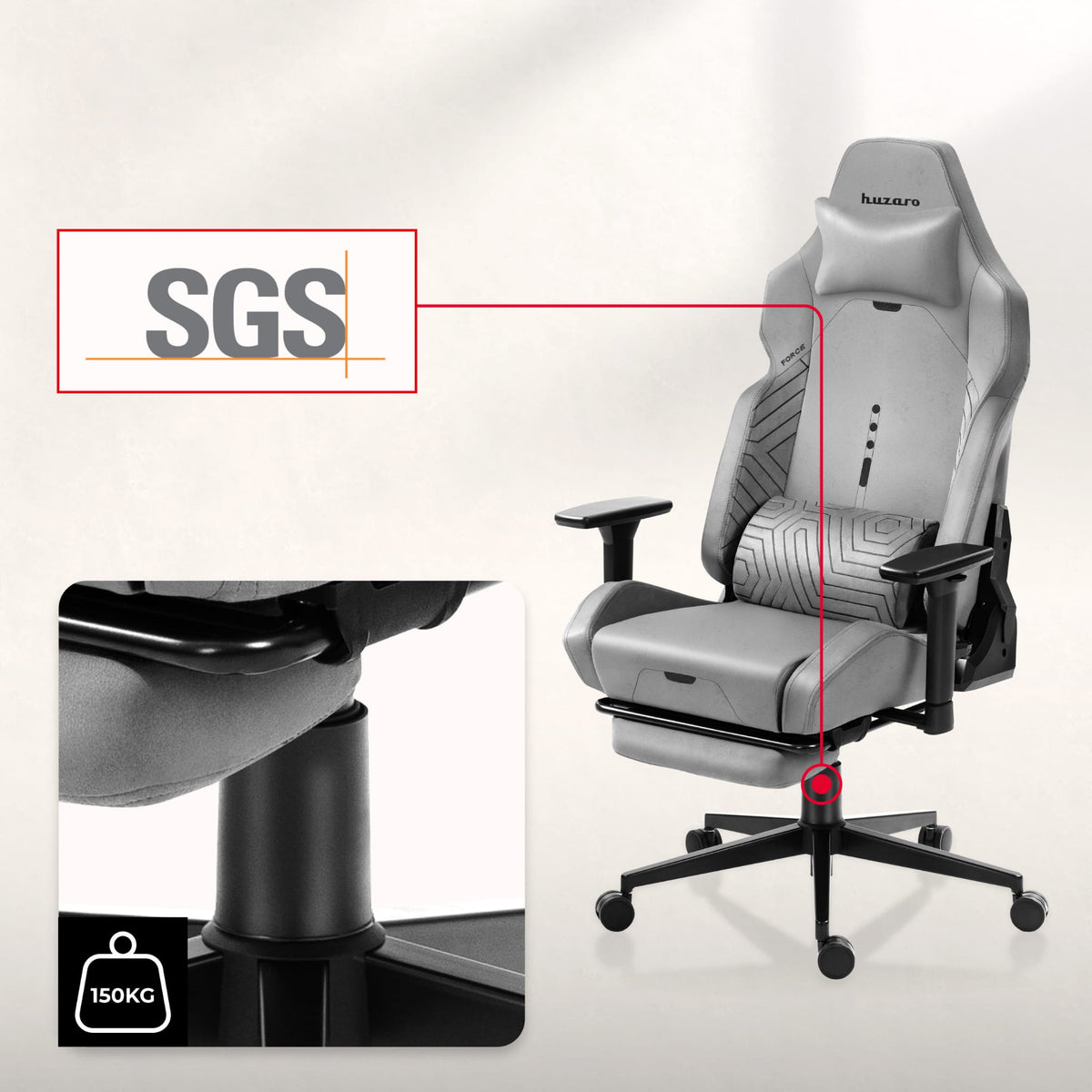 Fotel Gamingowy HUZARO FORCE 8.1 Grey