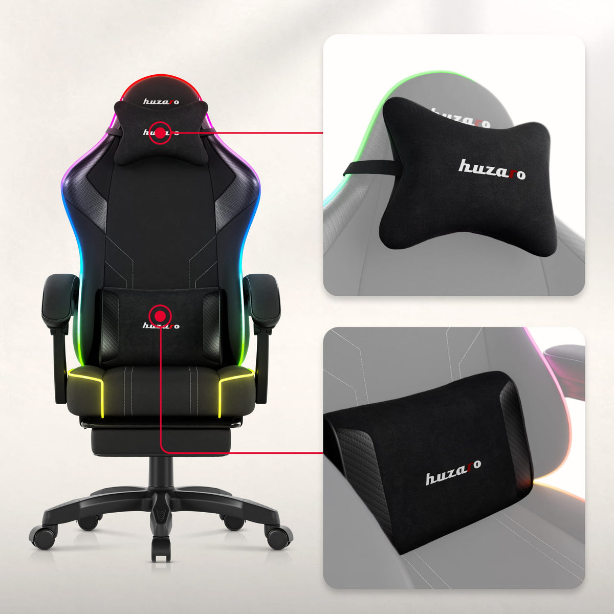 Fotel gamingowy Huzaro Force 3.7 RGB Black