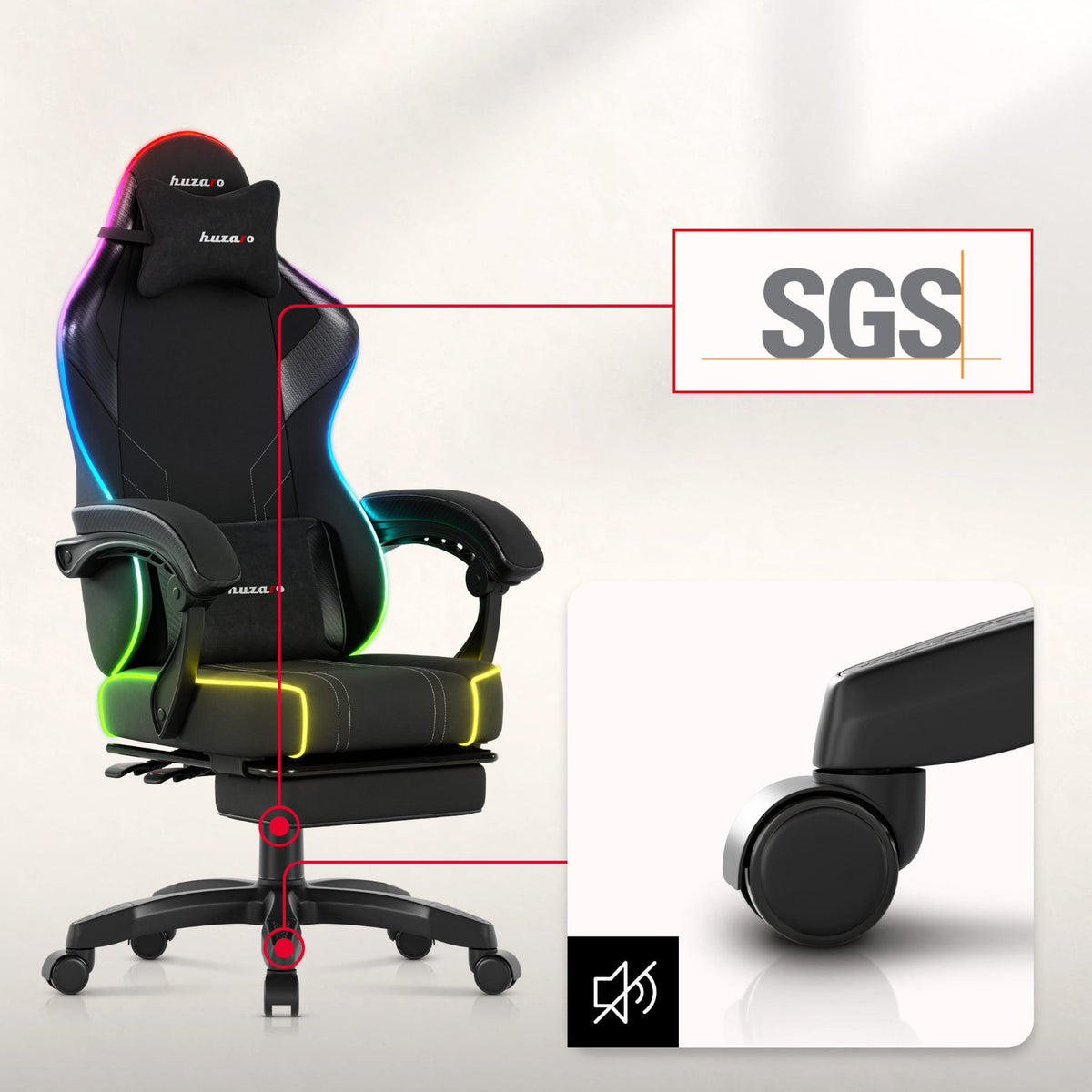 Fotel gamingowy Huzaro Force 3.7 RGB Black