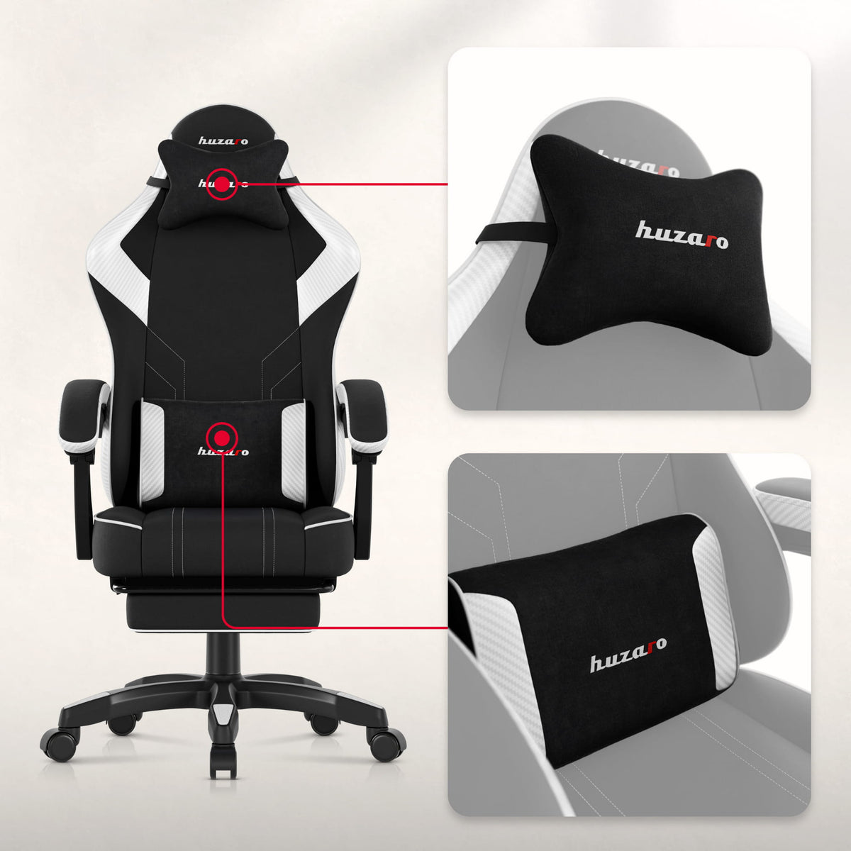 Fotel gamingowy Huzaro Force 3.7 White Carbon