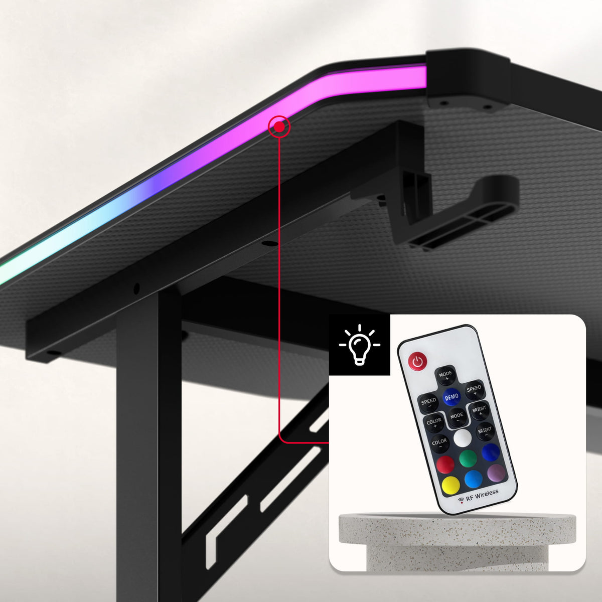 Biurko gamingowe Huzaro Hero 3.6 RGB LED Black 140 cm