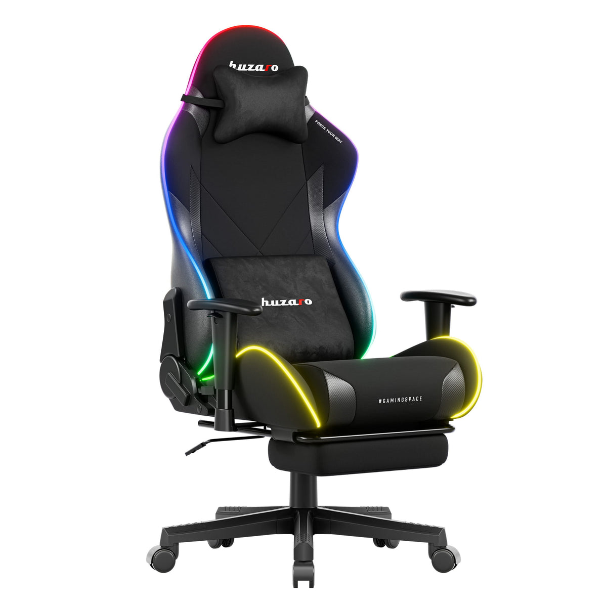 Fotel gamingowy LED Huzaro Force 5.7 Black RGB