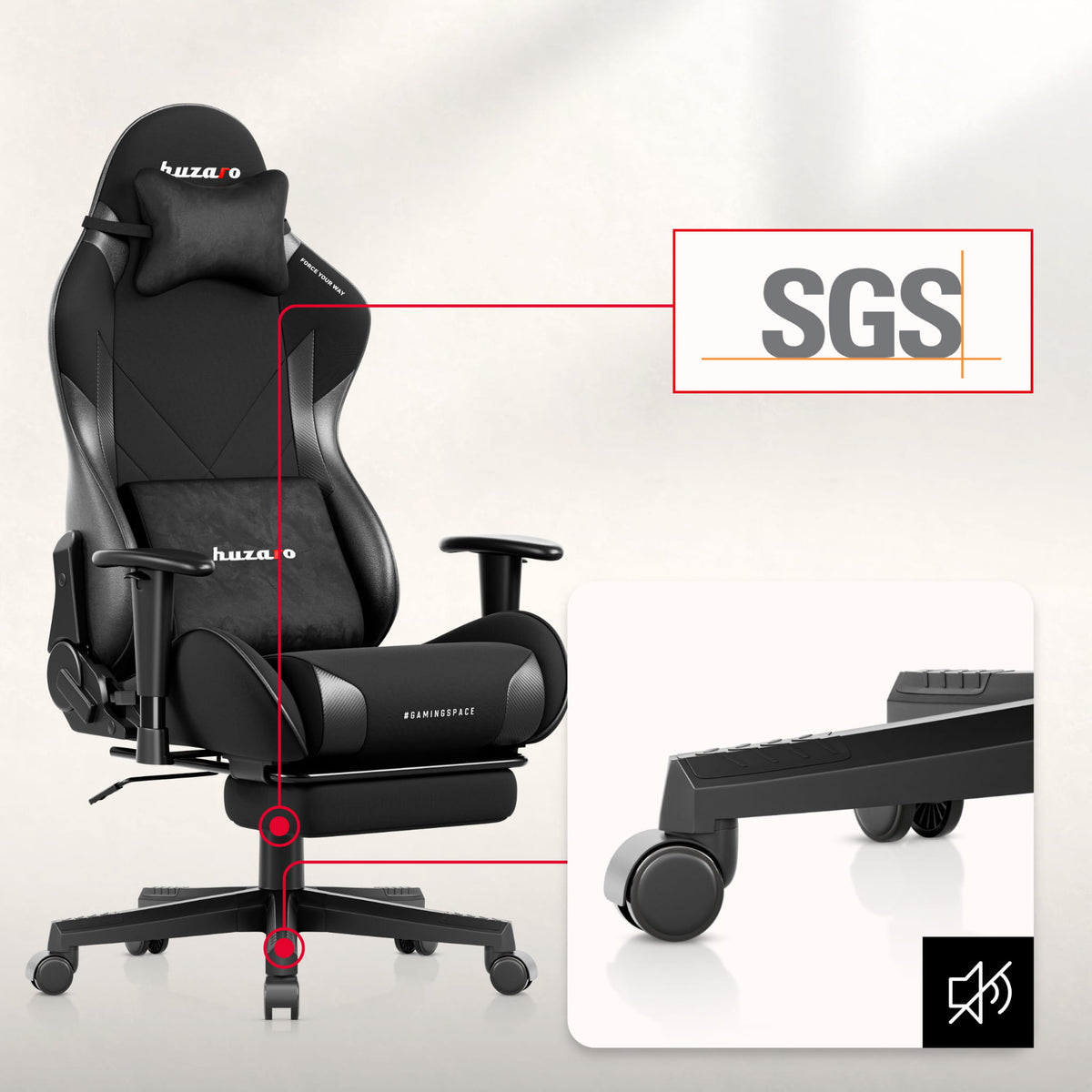 Fotel gamingowy Huzaro Force 5.7 Black