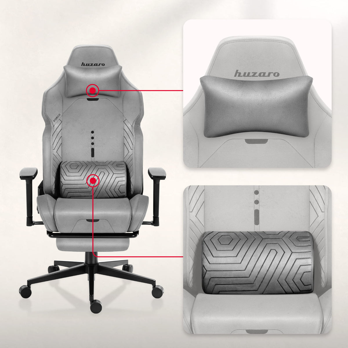 Fotel Gamingowy HUZARO FORCE 8.1 Grey OUTLET