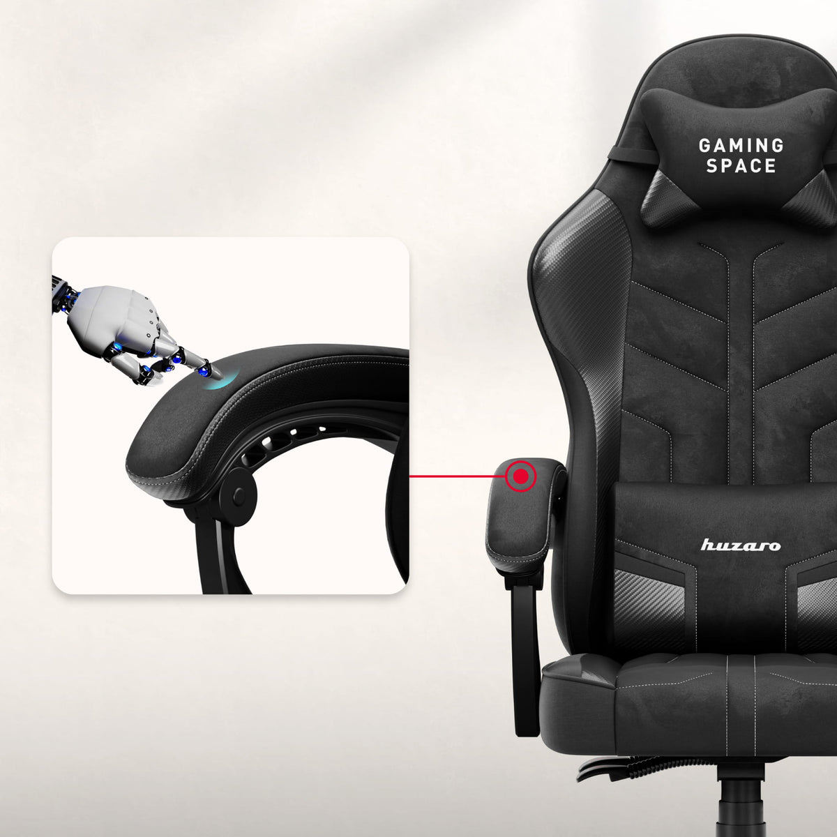 Fotel gamingowy welurowy Huzaro Force 2.7 Black Carbon