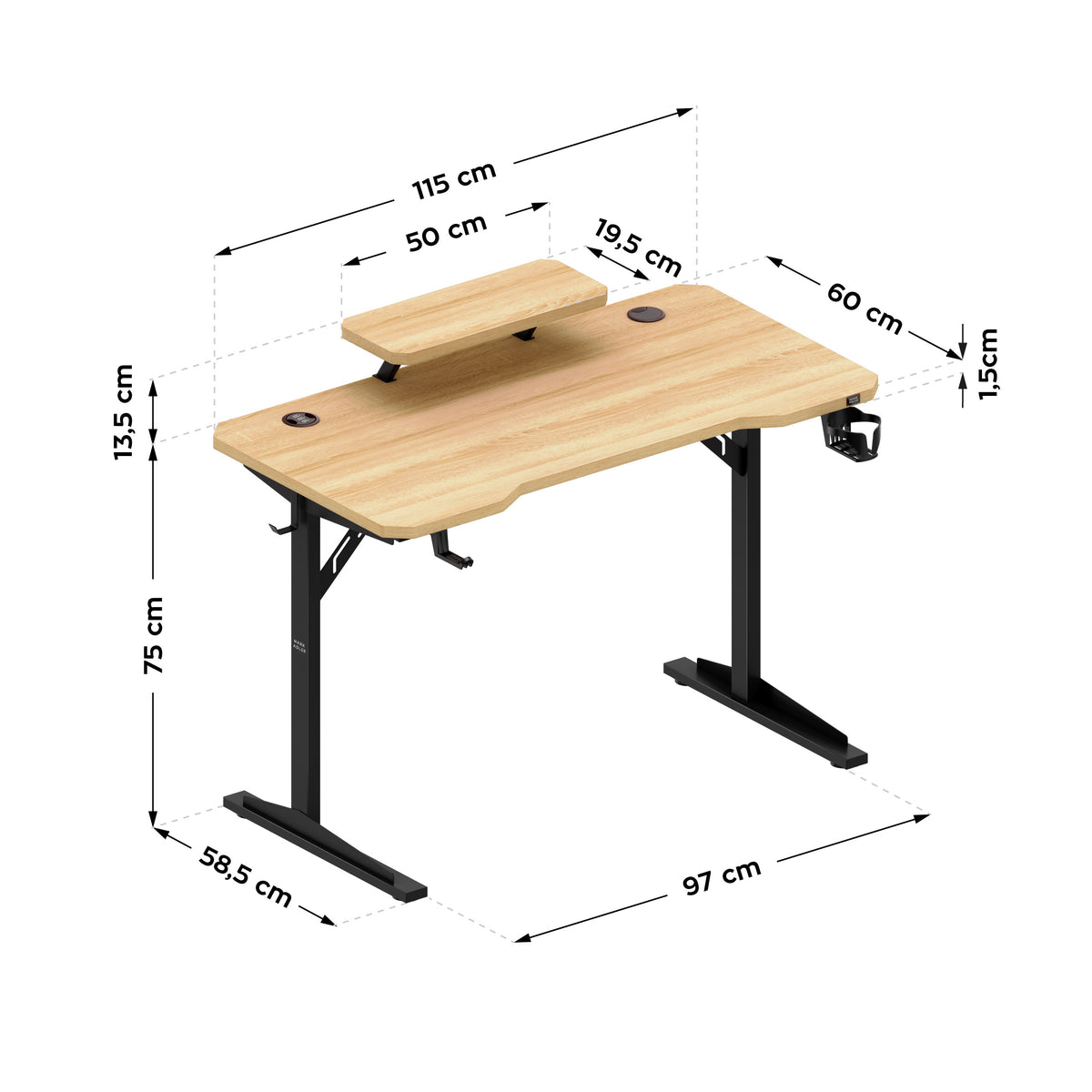 Biurko komputerowe z półką Mark Adler Leader 5.1 Oak  115 cm