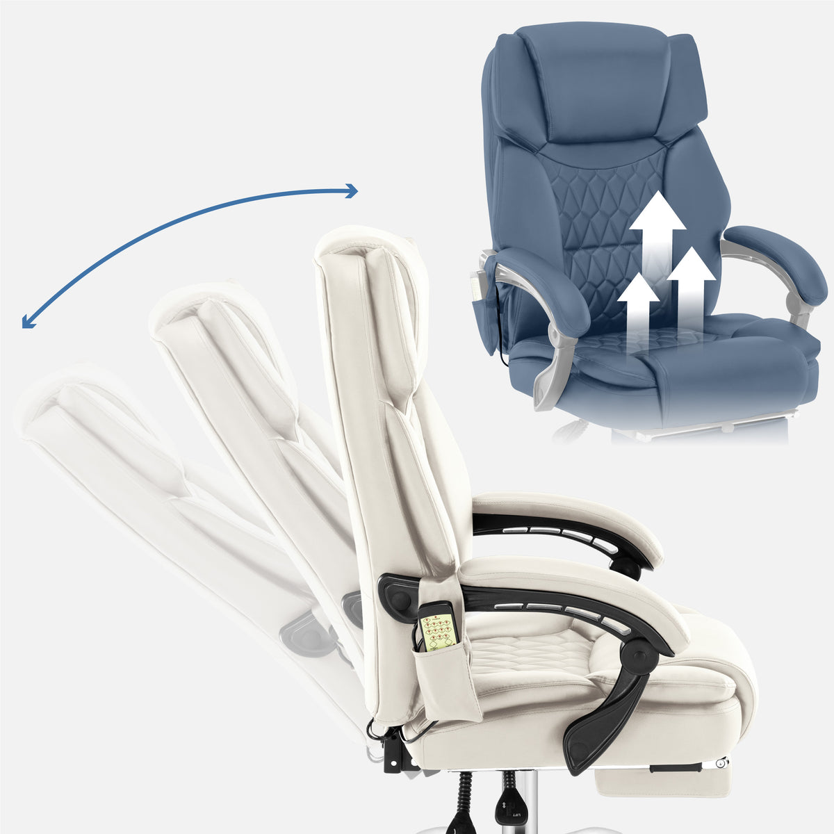 Fotel biurowy z masażem podnóżkiem Mark Adler Boss 6.0 Beige