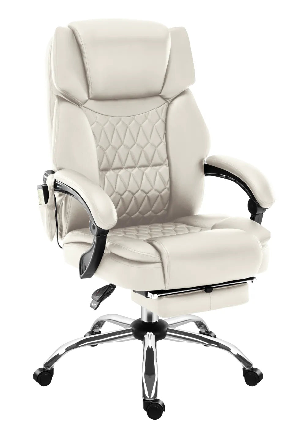 Fotel biurowy z masażem podnóżkiem Mark Adler Boss 6.0 Beige