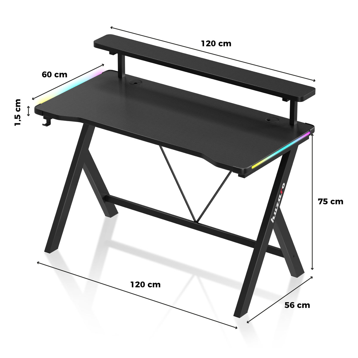 Biurko gamingowe LED Huzaro Hero 1.9 RGB  120 cm