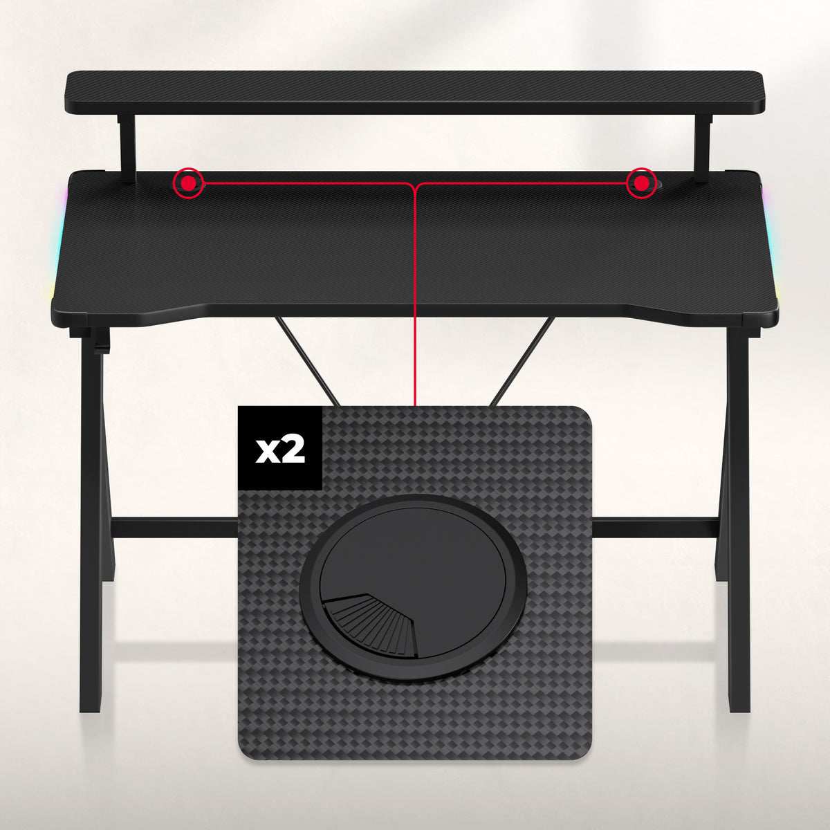 Biurko gamingowe LED Huzaro Hero 1.9 RGB  120 cm