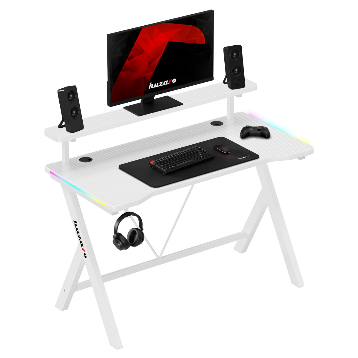 Biurko gamingowe LED Huzaro Hero 1.9 RGB White 120 cm