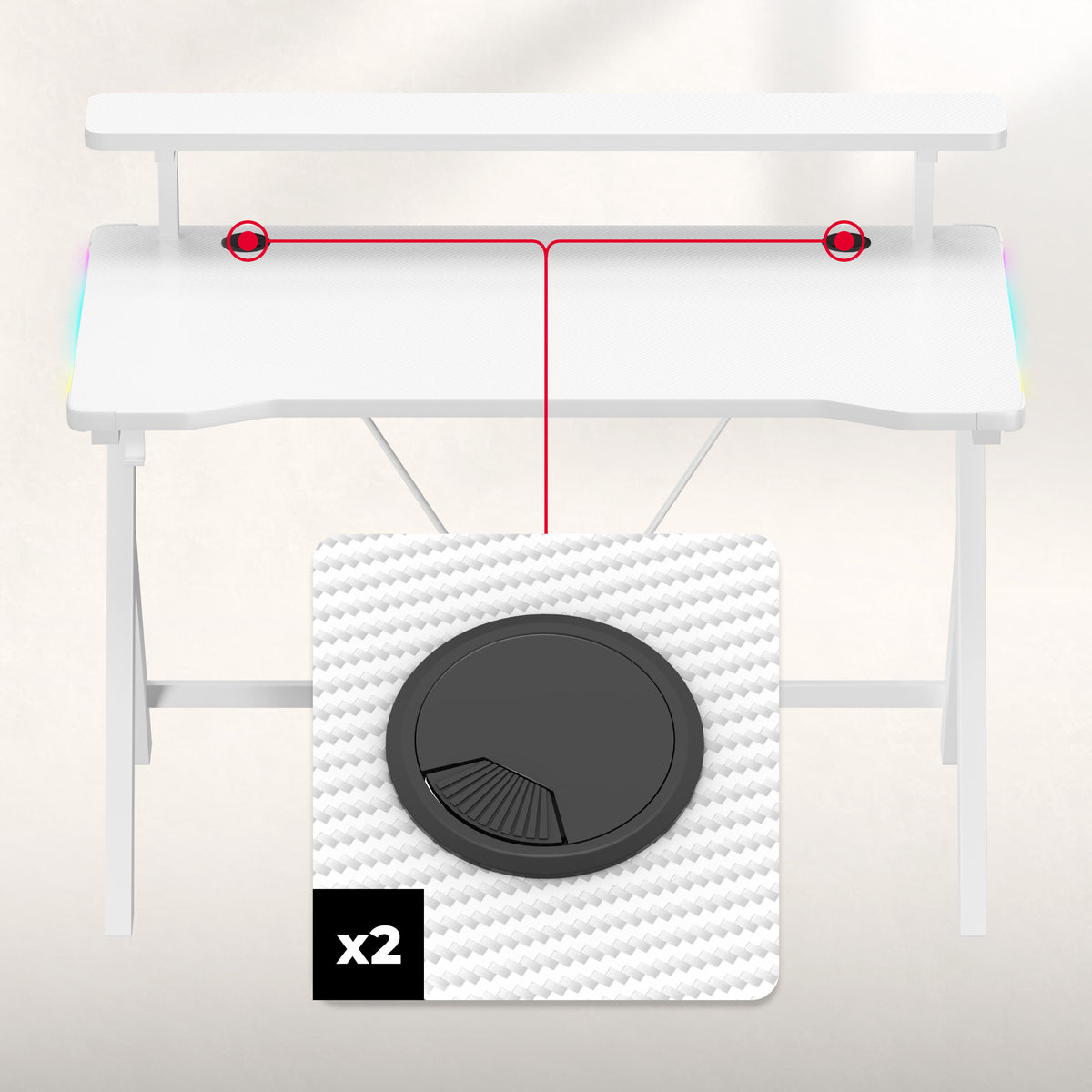 Biurko gamingowe LED Huzaro Hero 1.9 RGB White 120 cm