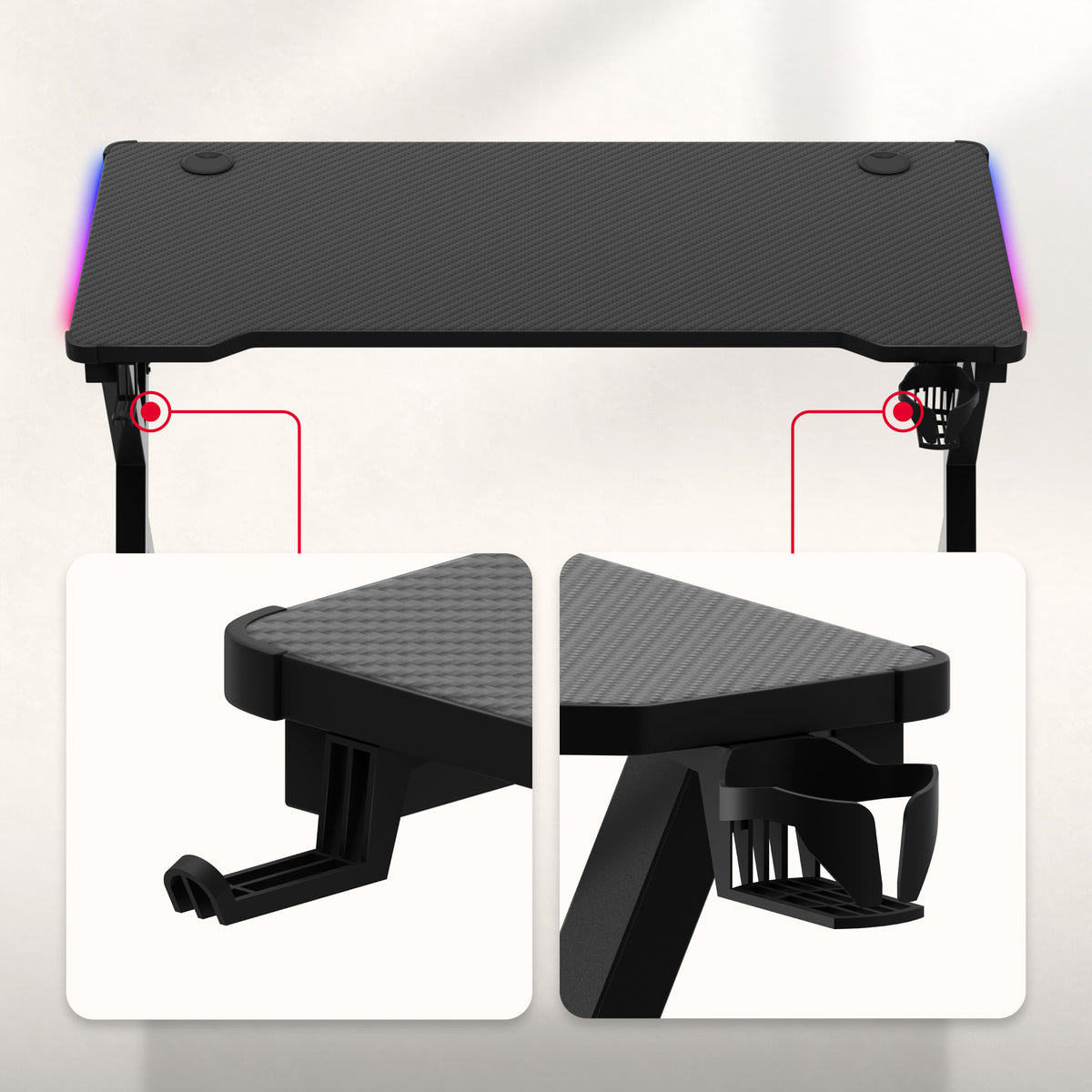Biurko gamingowe LED Huzaro Hero 2.3 RGB 120 cm