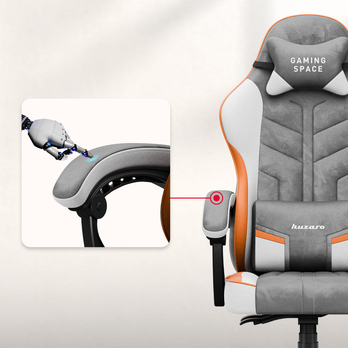 Fotel gamingowy welurowy Huzaro Force 2.7 Grey OUTLET