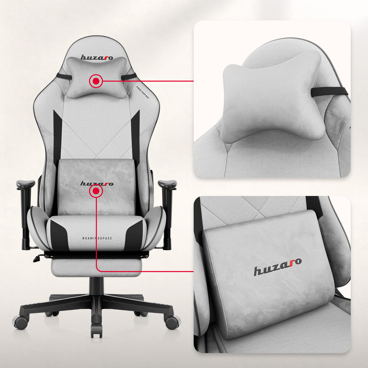 Fotel gamingowy Huzaro Force 5.7 Grey OUTLET