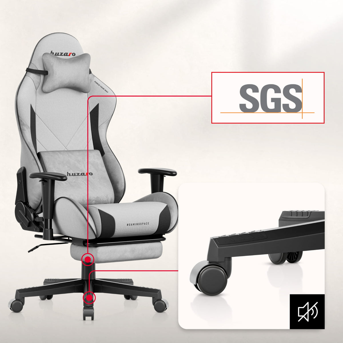 Fotel gamingowy Huzaro Force 5.7 Grey OUTLET