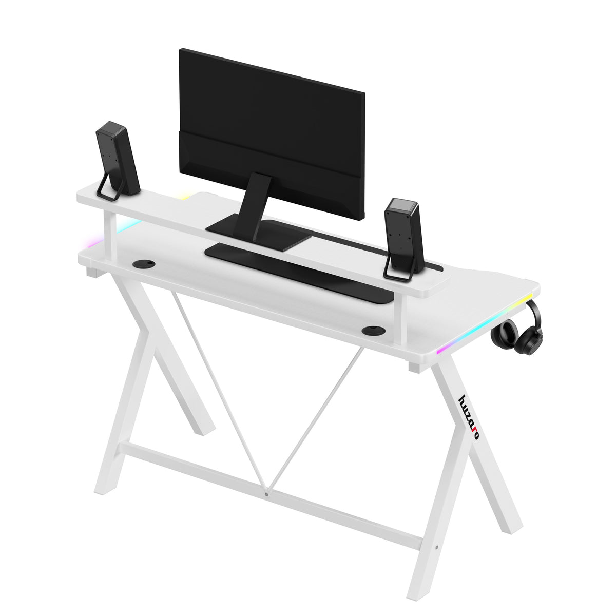 Biurko gamingowe LED Huzaro Hero 1.9 RGB White 120 cm OUTLET