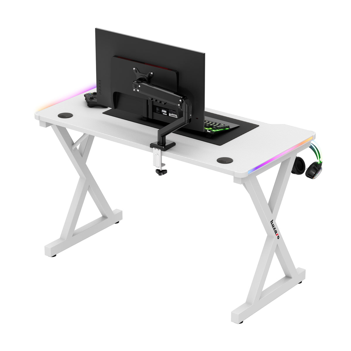 Biurko gamingowe LED Huzaro Hero 2.3 RGB White 120 cm OUTLET