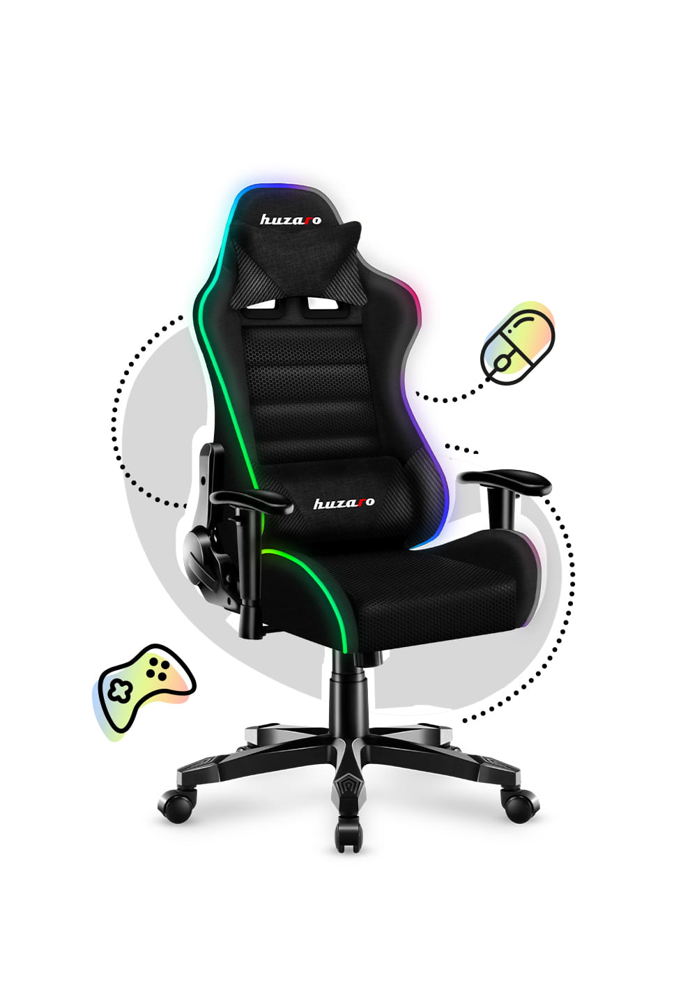 Fotel Gamingowy dla dziecka HUZARO RANGER 6.0 RGB Mesh