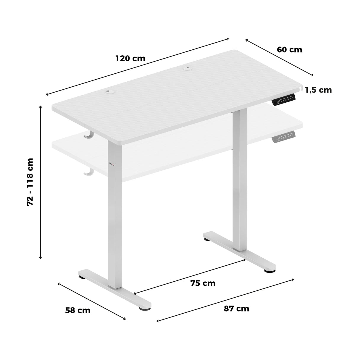 Biurko elektryczne gamingowe Huzaro Hero 8.1 White 120 cm