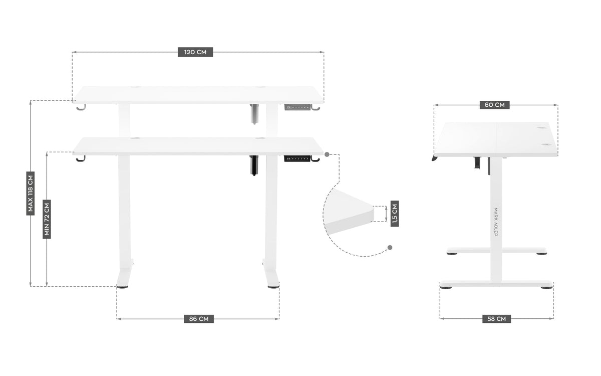 Biurko elektryczne Mark Adler Leader 7.0 White 120 cm