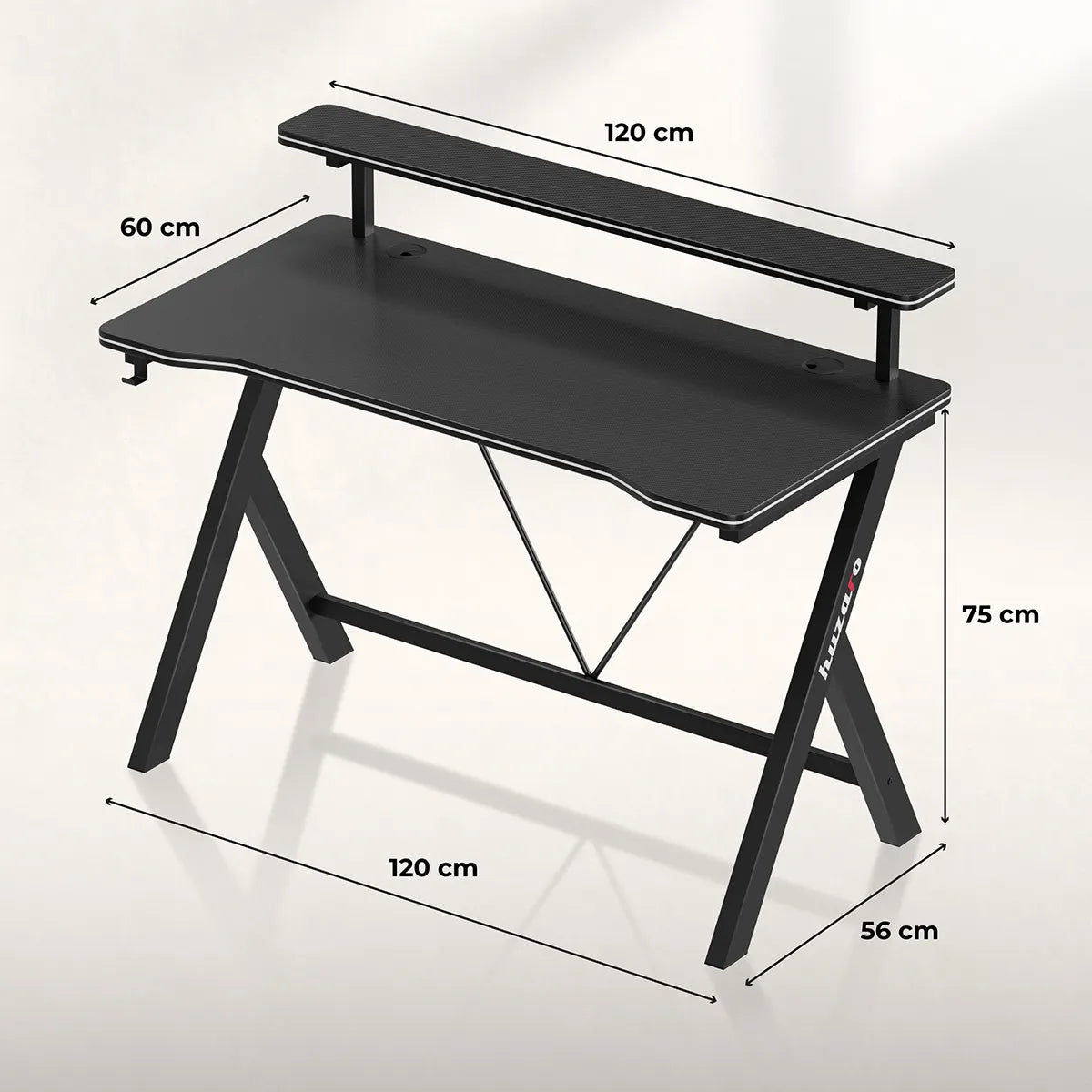 Biurko gamingowe 120 cm Huzaro Hero 1.9 Black