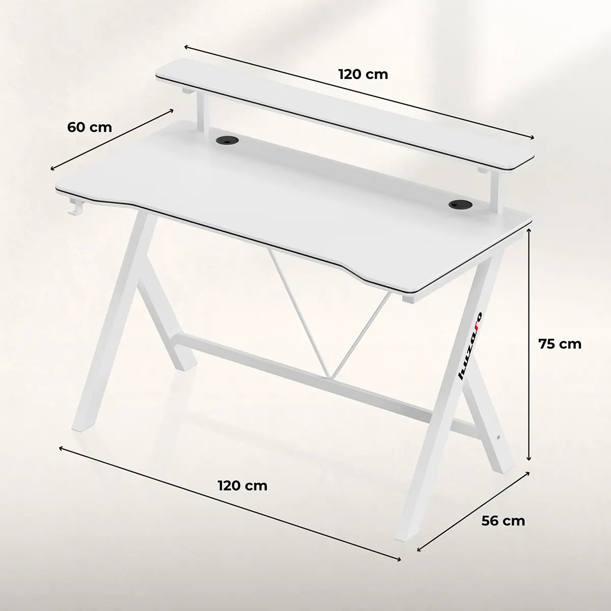 Biurko gamingowe 120 cm Huzaro Hero 1.9 White