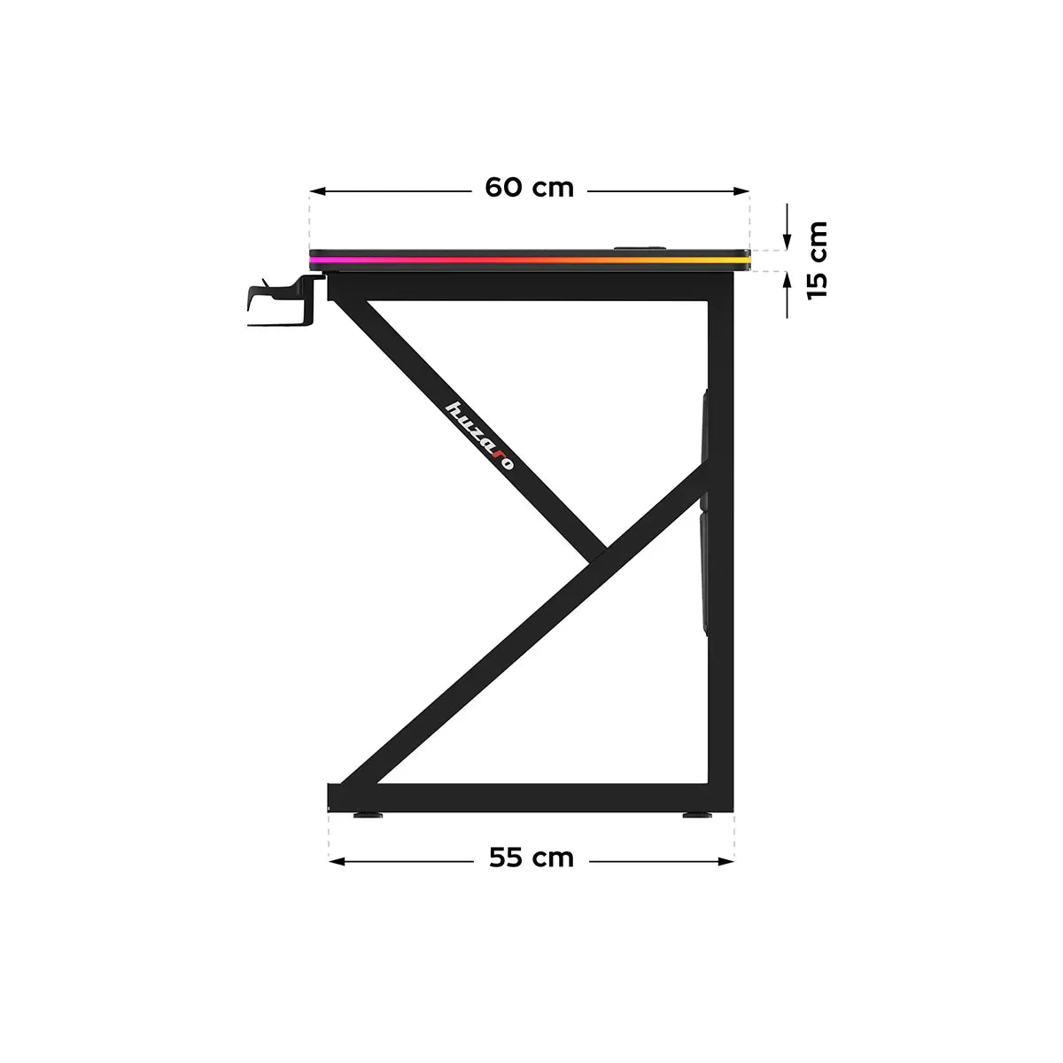 Biurko Gamingowe Huzaro Hero 1.7 RGB Black 120 cm