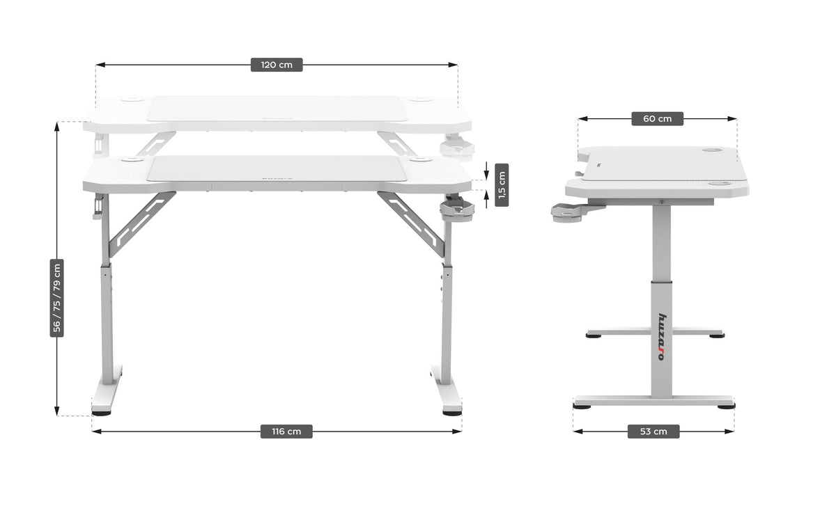 Biurko Gamingowe Huzaro Hero 2.6 White 120 cm
