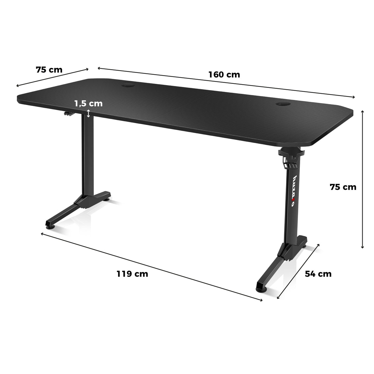 Biurko Gamingowe Huzaro Hero 4.7 Black 160 cm